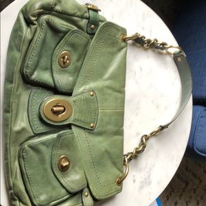 Green Coach leather shoulder bag